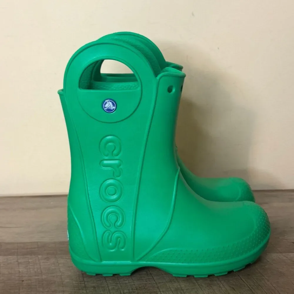 Crocs Kids Handle It Rain Boots Green Waterproof Size Youth 1 shoes